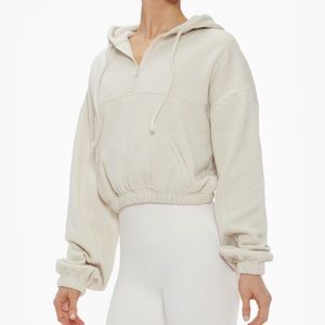 Alo Yoga Stadium Half Zip Hoodie Size Small in Bone
